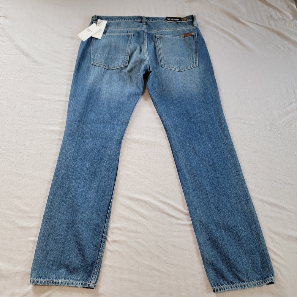 7 For All Mankind Jeans Mens 36 The Straight Blue Distressed Ripped NEW - Picture 3 of 8